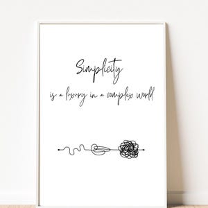 Stampa artistica da parete minimalista - Citazione "La semplicità è un lusso", arredamento moderno per la casa, tipografia ispiratrice, regalo di calma e chiarezza, colori neutri