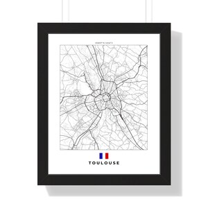 Stadsplattegrond Toulouse-muurkunstwerk | Digitaal downloaden of afdrukken | Uniek huisdecor voor liefhebbers van Toulouse
