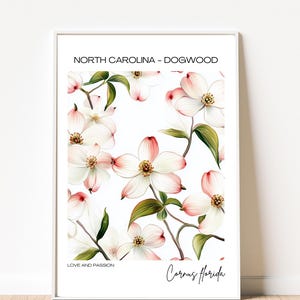 North Carolina Dogwood Wall Art - State Flower Decor, Nature&#39;s Beauty Print, Floral Home Decor, Gift for Garden Lovers