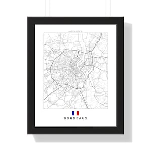 Mapa de la ciudad de Burdeos, Francia - Ilustración de pared - Descarga digital e impresión, decoración vintage, arte para el hogar, mapa personalizado, idea de regalo para los amantes de Burdeos