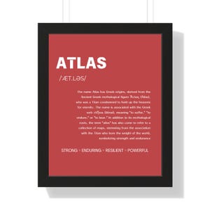 Stampa artistica con tipografia del nome Atlas - Un regalo unico per neonati e inaugurazioni di case