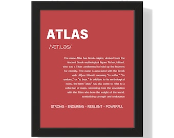 Atlas Name Typography Art Print - A Unique Gift for Newborns and House Warmings