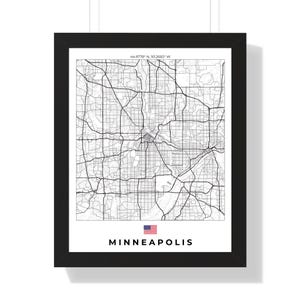 Minneapolis City Map Print Personalized Wall Art, Customizable Home Decor, Minnesota Map Artwork for Living Room & Office Gift