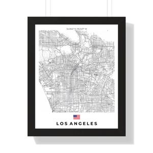 ロサンゼルス市街地図の壁アート | デジタルダウンロードまたは印刷 | ロサンゼルス愛好家のためのユニークな室内装飾