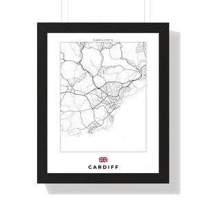Cardiff City Map Wandkunst | Digitaler Download oder Druck - Modernes Wohndekor, Einzigartiges Stadt Geschenk, Individueller Kunstdruck