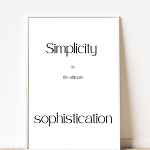 Citazione minimalista da parete - "La semplicità non è semplice" - Decorazione motivazionale moderna da stampare, poster con citazione ispiratrice