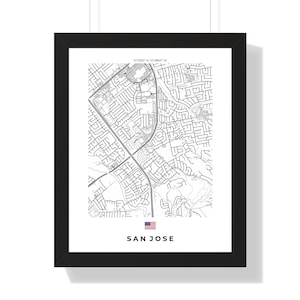 Arte de parede do mapa da cidade de San Jose | Download digital ou impressão | Decoração de casa exclusiva para amantes