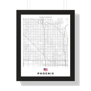 Oeuvre d'art murale de carte de la ville de Phoenix - téléchargement numérique ou impression, décoration d'intérieur moderne, idée cadeau unique, art déco urbain