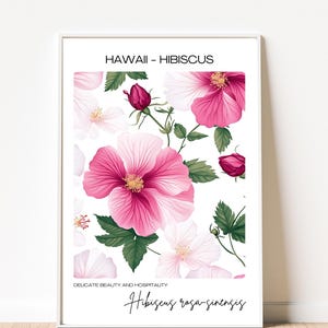 Hawaii Hibiscus Wall Art - Tropical Floral Decor for Home & Office - Vibrant State Flower Print - Hawaiian Decor