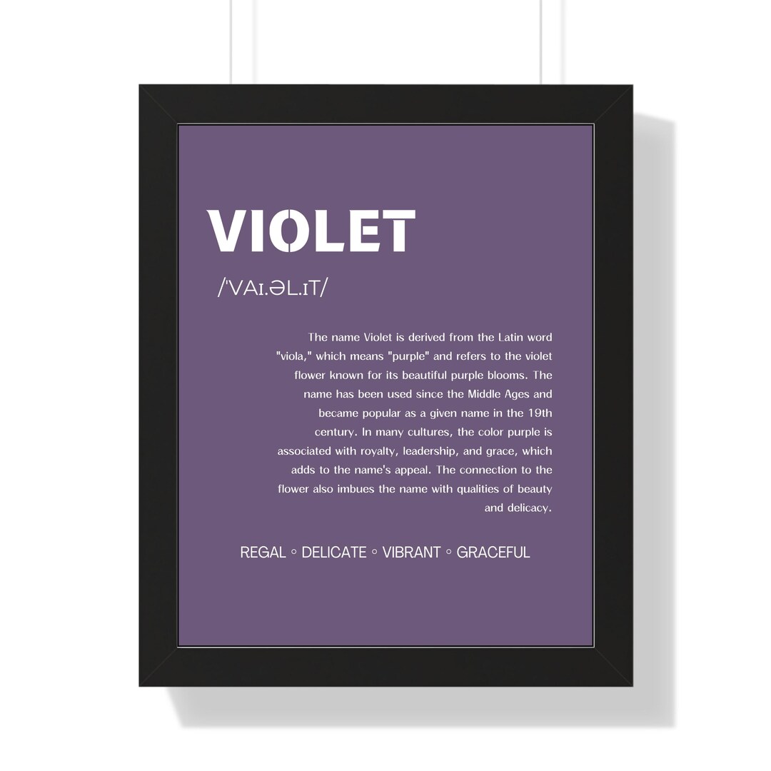 Violet Name Typography Wall Art - Elegant Children’s Room Decor ...