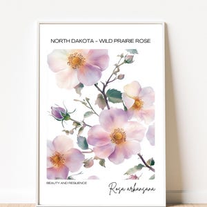 North Dakota Wild Prairie Rose Wall Art - Rustic State Flower Decor, Unique Home & Office Charm, Gift for Nature Lovers