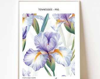 Tennessee - Iris Name State Flowers Wallart - Graceful Beauty