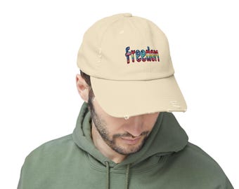 Boné Freedom LGBTQ Pride: Boné de beisebol de algodão desgastado