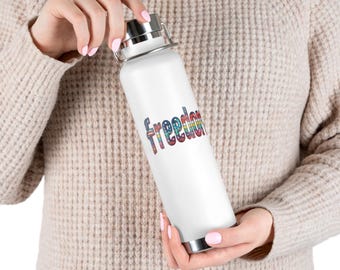 Garrafa de água LGBTQ Freedom: Garrafa térmica com bandeira do orgulho americano