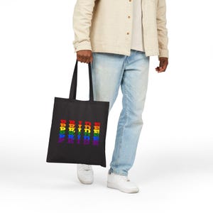 LGBTQ+ Pride Canvas Tote Bag: Rainbow Flag Shopping Bag image 8