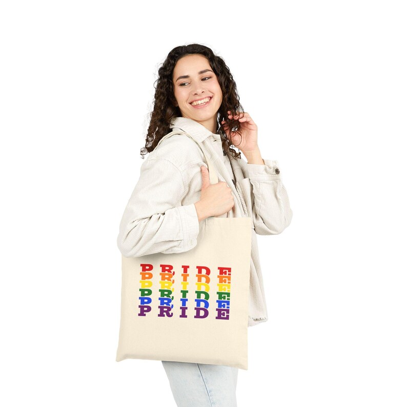 LGBTQ+ Pride Canvas Tote Bag: Rainbow Flag Shopping Bag image 6