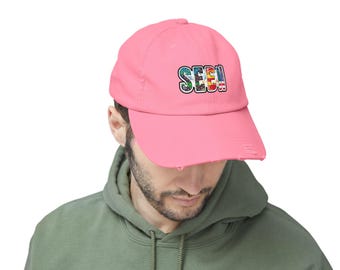 Boné do Orgulho LGBTQ: boné de beisebol desgastado "SEEN"