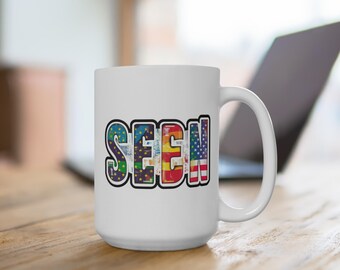 Caneca do Orgulho LGBTQ: Caneca de Café com a Bandeira Americana e do Orgulho