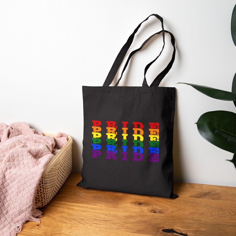 LGBTQ+ Pride Canvas Tote Bag: Rainbow Flag Shopping Bag image 3