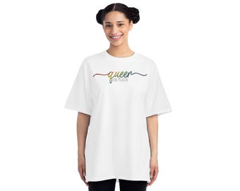 Camiseta gráfica Queer as Fuck - Camiseta de algodão Orgulho LGBTQ+