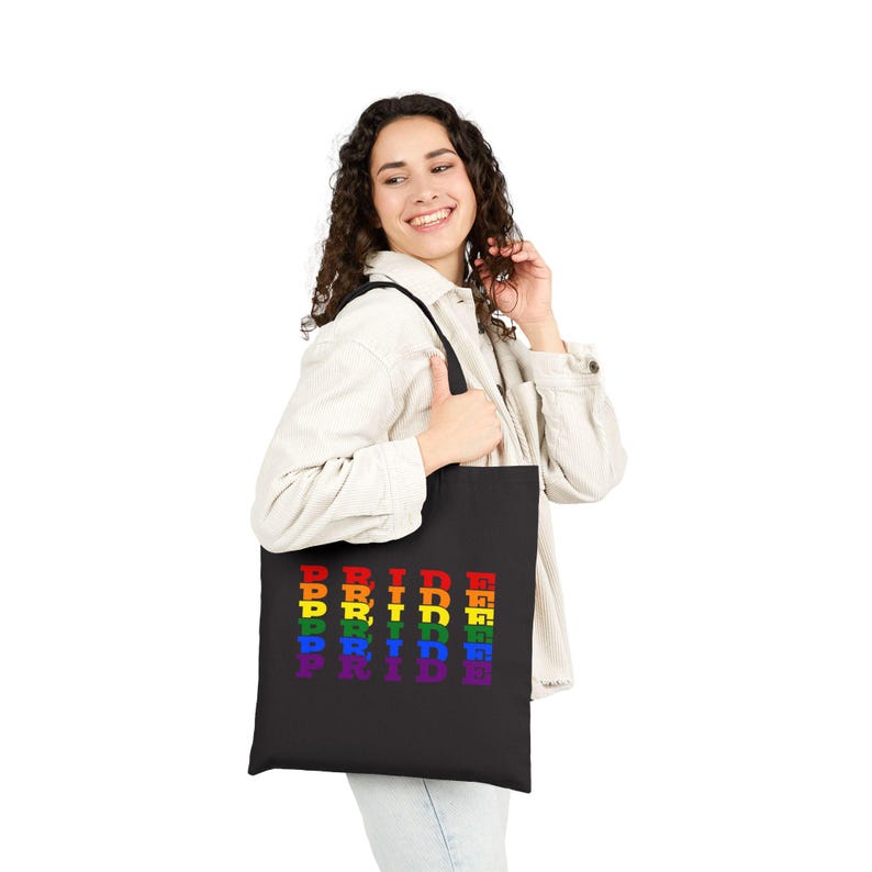 LGBTQ+ Pride Canvas Tote Bag: Rainbow Flag Shopping Bag image 7