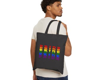LGBTQ+ Pride Canvas Tote Bag: Rainbow Flag Shopping Bag