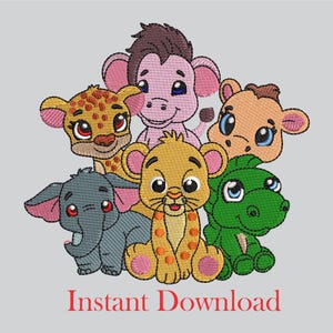 Safari and Farm Animals Embroidery Designs – Safari,Forest Zoo Animal Patterns for Baby Girl Projects, Available in 5 Sizes