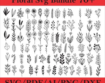 Floral Svg Bundle, Flower Svg Bundle, Flowers Bundle SVG, Wildflower SVG, Flowers Svg, Floral Svg, Rose Svg, Tree Svg Files, Flower Cricut