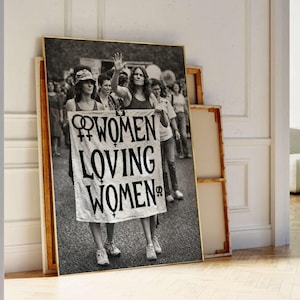 Pósteres enrollados de arte fotográfico vintage de mujer amorosa / Impresión de historia lésbica WLW Sapphic Gay Decoración de pared para el hogar