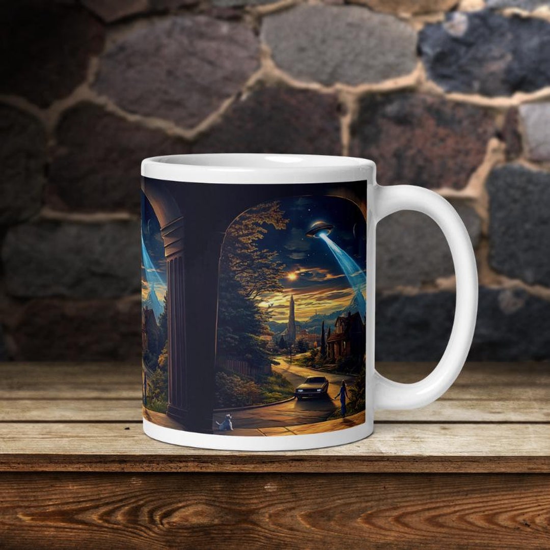 Alien Abduction Ceramic Mug - UFO, Sci-fi Art, Full Moon, Abduction ...