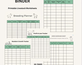 Goat and Sheep Management Binder | Printable Homestead Livestock Worksheets | Breeding, Kidding, Health & Farm Records