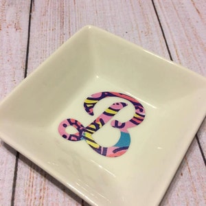 Bling-n-Ring Dish with Patterned Vinyl Initial or Monogram image 2