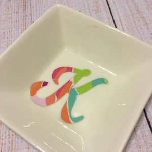 Bling-n-Ring Dish with Patterned Vinyl Initial or Monogram image 1