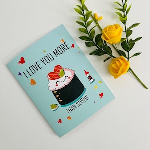 Jolie carte de Saint-Valentin pour mari, carte d'anniversaire drôle pour petit ami, carte d'anniversaire pour femme, cadeau romantique pour petite amie, amour de sushi