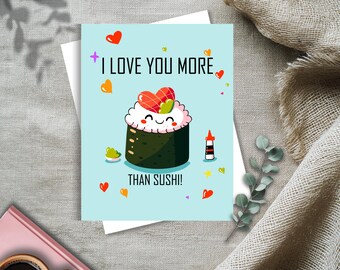 Leuke Valentijnsdagkaart voor man, grappige verjaardagskaart voor vriend, verjaardagskaart voor vrouw, romantisch cadeau voor vriendin, liefde voor sushi