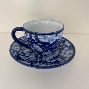 Victoria Ware Blue Floral Ironstone Teacup