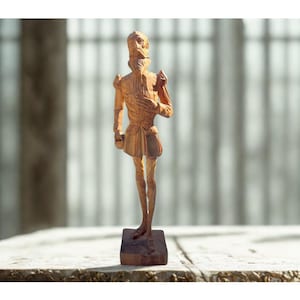 Vintage Hand-Crafted Wood Sculpture of Don Quixote