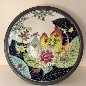 Bol de chinoiseries en porcelaine à motif feuille de tabac MCM Japanese Ware