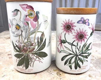 Vintage (2) Canisters Portmeirion The Botanical Garden 1972 Floral Kitchen Decor Set