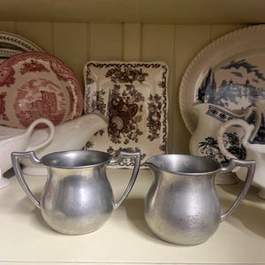 Old World Style Pewter Sugar and Creamer