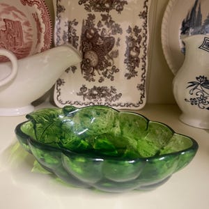Green Glass Grape Cluster Bowl