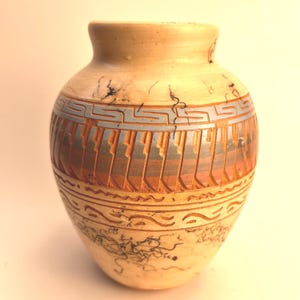 Vintage Jar Vase Navajo Horsehair Pottery Handmade by Sefarina Benally Indigenous Art