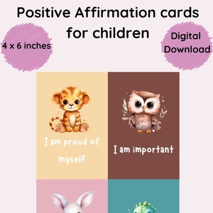 21 carte di affermazione per bambini stampabili, carte di affermazione positiva, carte motivazionali, salute mentale per bambini, carte di ansia per bambini, Montessori