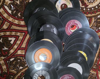 Discos de vinilo vintage de 45 rpm para manualidades - juego de 20