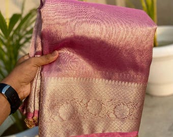 Banarasi soft tissue silk saree with readymade blouse