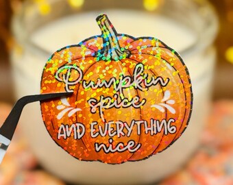 Pumpkin Spice Latte Holographic Sticker, Fall Season Decal