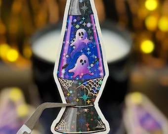 Purple Spooky 70s Lava Lamp Sticker, Retro Horror Artwork, Haunted Journal and Planner Decal