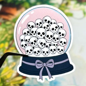 Skeleton Snow Globe Sticker, Halloween Artwork, Junk Journal Spooky Season Decals