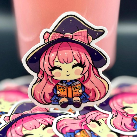 Witch Book of Spells Sticker, Kawaii Halloween Art