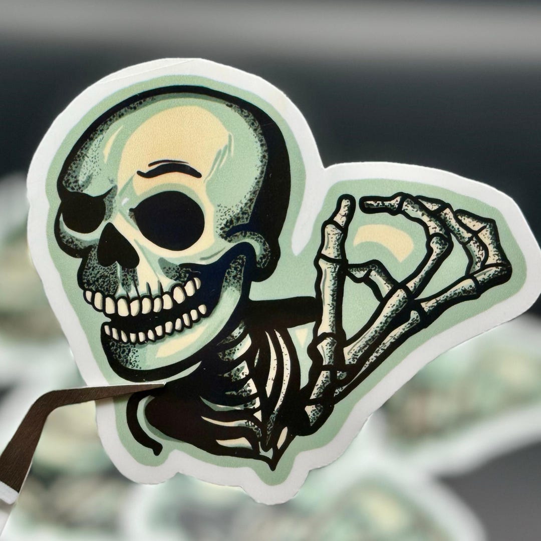 Skeleton Shells Sticker Skeleton Sticker, Vintage Skull Art, Spooky Season Laptop Decal - Etsy